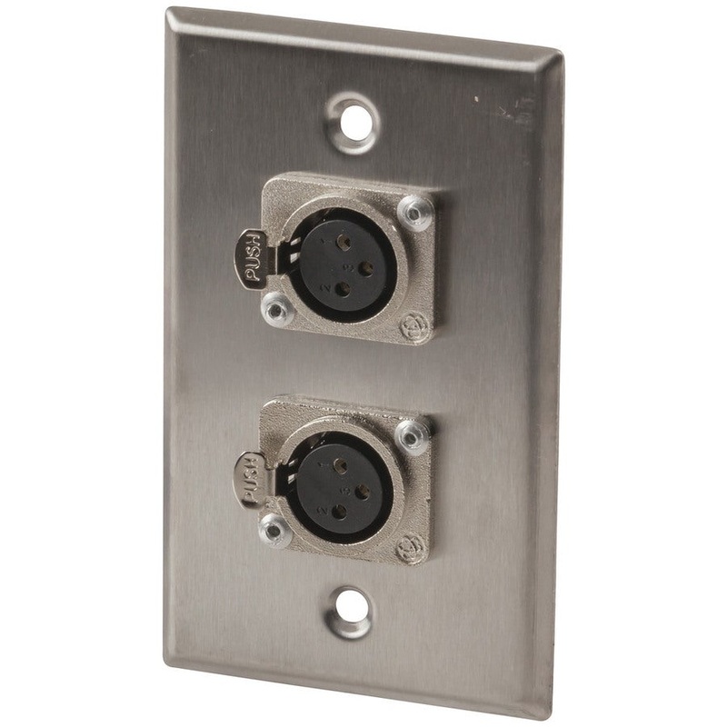 Stainless Steel Wall Plate Dual XLR Skt