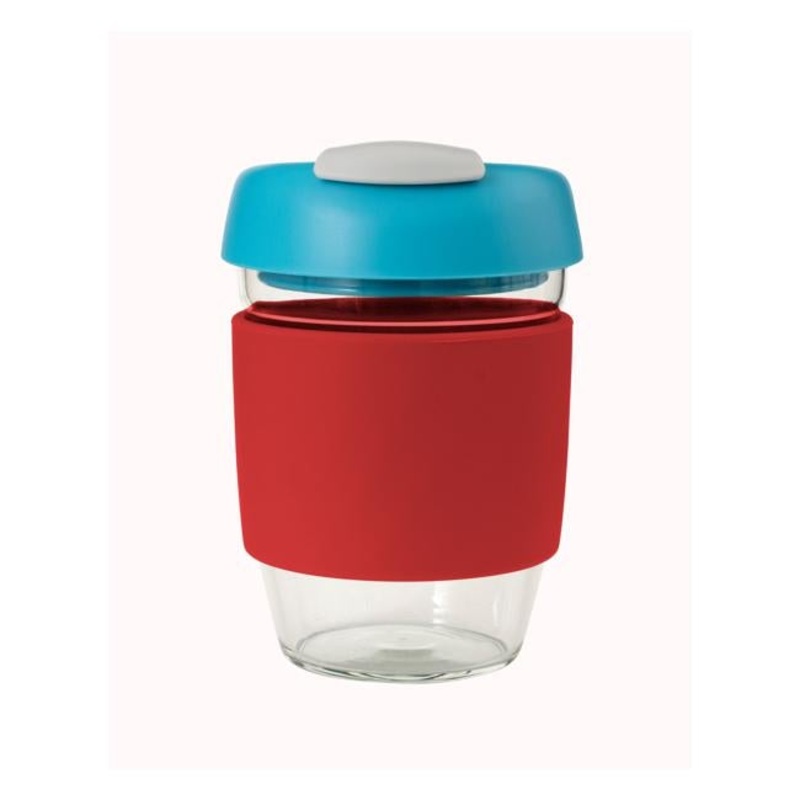 Avanti Glass GoCup 355ml Red/Aqua/Grey