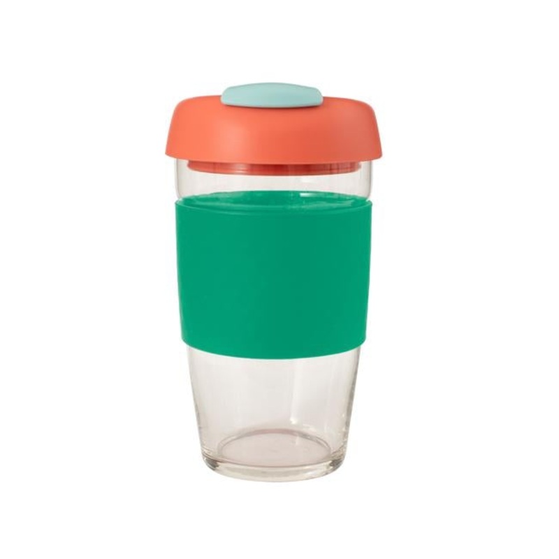Avanti Glass GoCup 473ml Grn/Coral/Seafm
