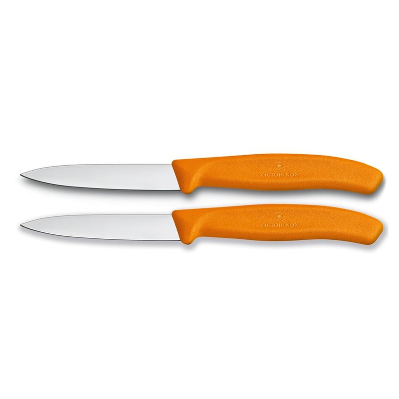 Victorinox Paring Knife, 8 Cm Pointed Blade, 2 Pc Set, Classic, Orange