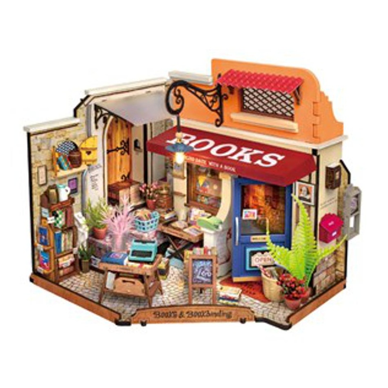 Electus Rokr Corner Bookstore DIY Miniature House Kit KJ9072