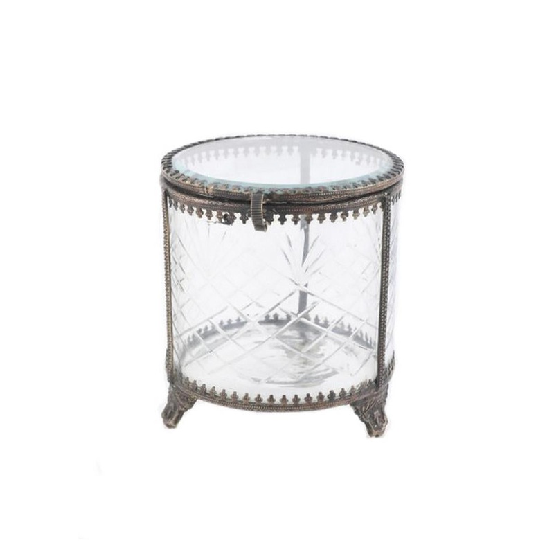 Rembrandt Brass & Glass Round Jewellery Box TK1252