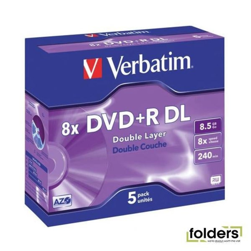 Verbatim DVD+R DL 8.5GB 10x 5 Pack on Spindle