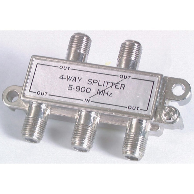 Four Way Splitter with Power Pass - F Connectors