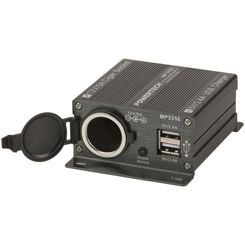 Powertech 5A 24V-12V DC-DC Converter with USB Charge