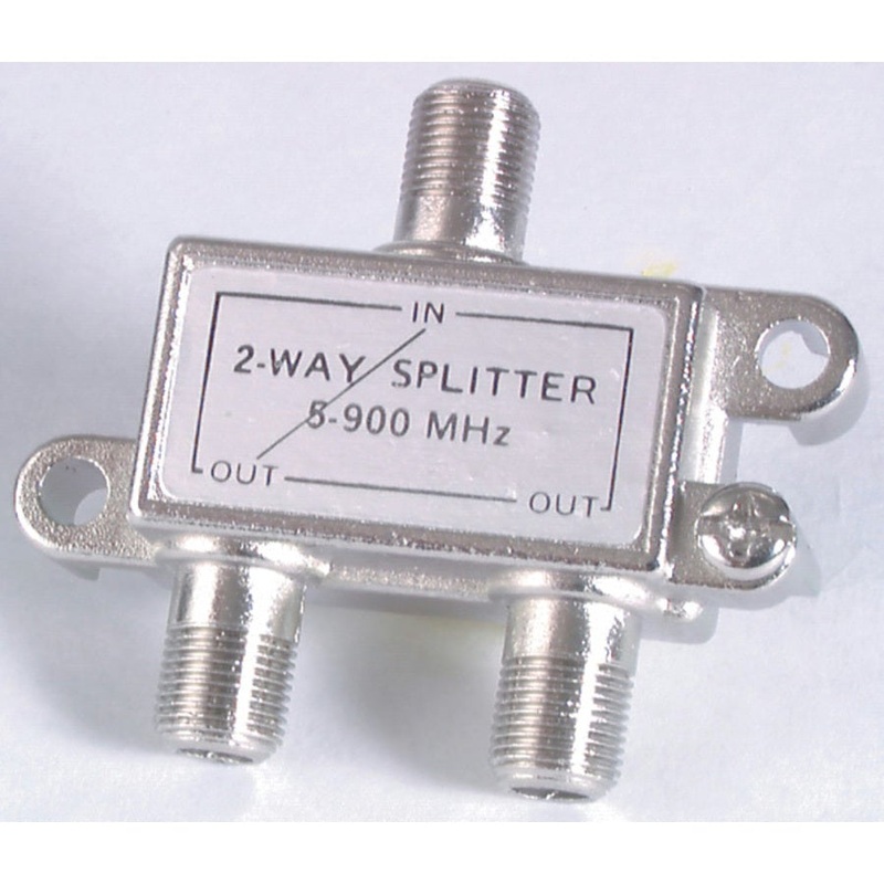Two Way TV Splitter with Power Pass - F Connectors