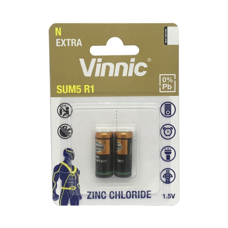 Vinnic N size Extra Heavy Duty Batteries - Pk. 2