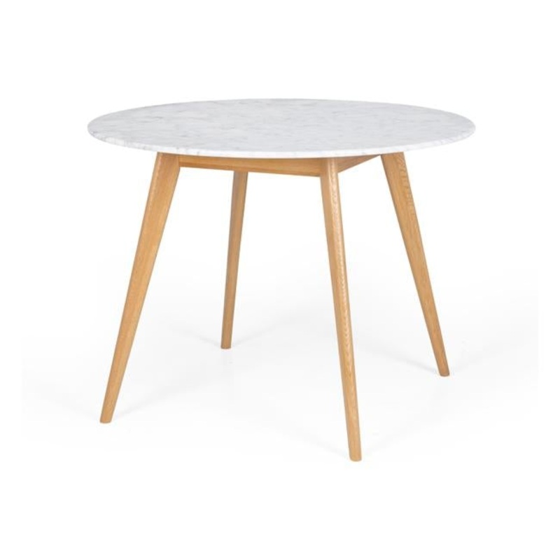 Radius 1m rd Marble Dining Table Oak Leg