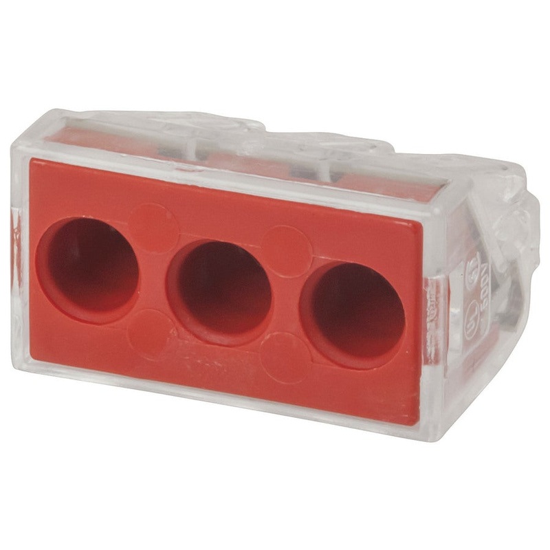 3 Way Red WAGO PUSH WIRE Connector