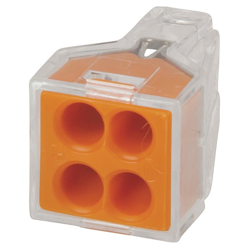 4 Way Orange WAGO PUSH WIRE Connector