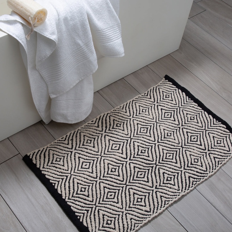 Aztec Bathmat - Black