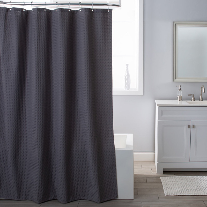Grey Waffle Shower Curtain