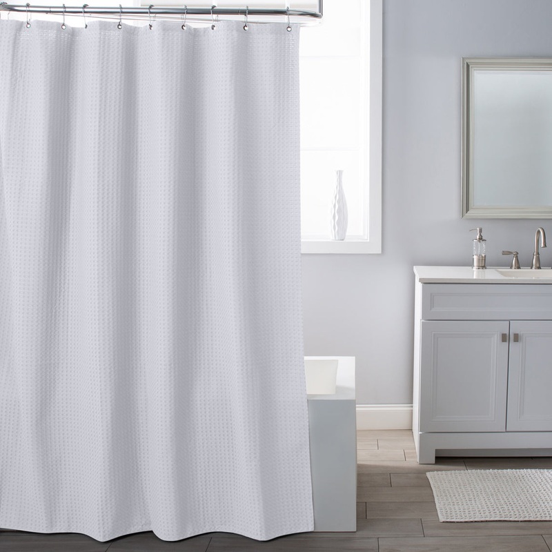 White Waffle Shower Curtain