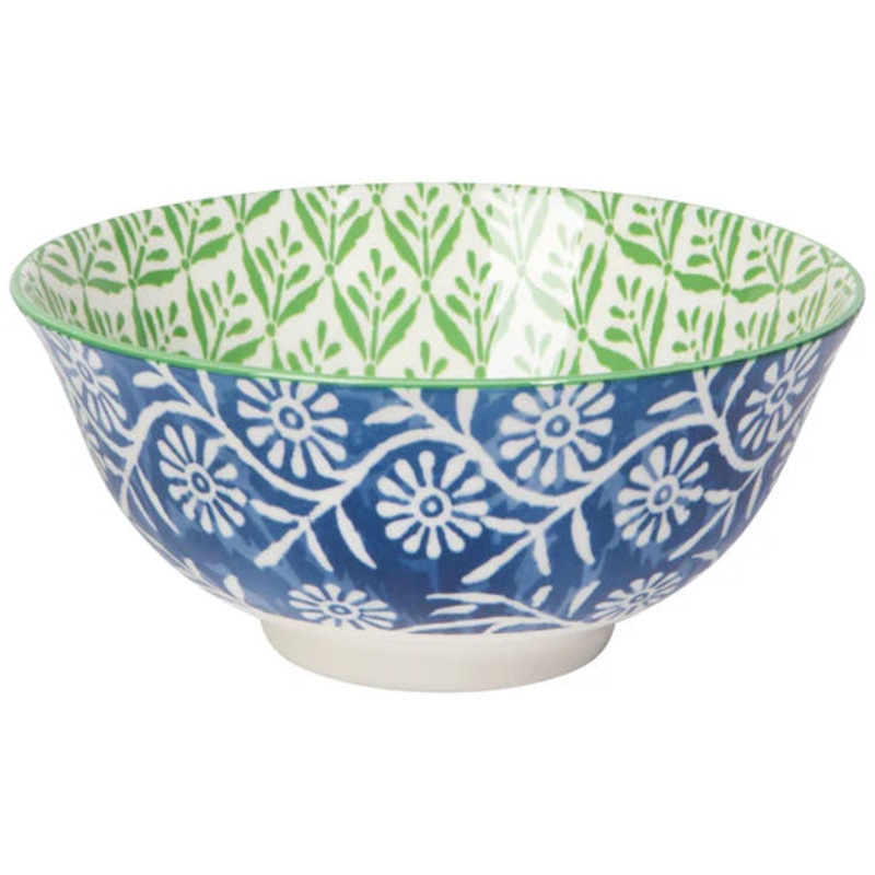 Medium Stamped Bowl - Green Leaves