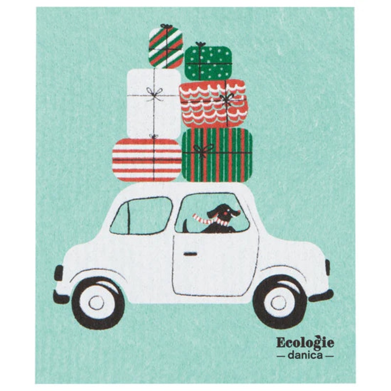 Swedish Dishcloth - Winter Wheels Dog