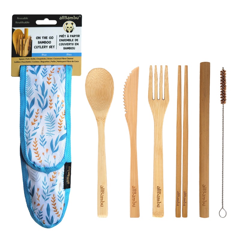 Bamboo Travel Cutlery Set - Floral