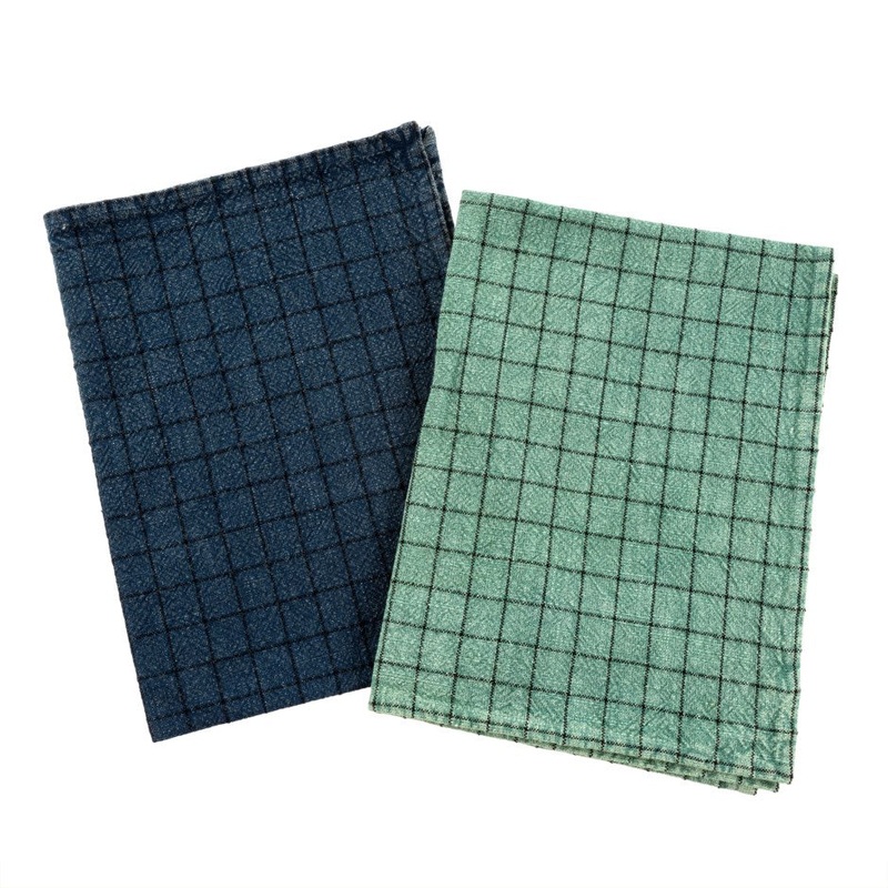 Check Tea Towels - Blue / Aqua