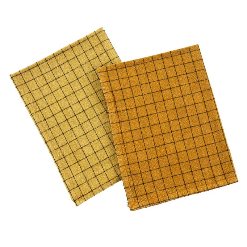 Check Tea Towels - Rust / Ochre