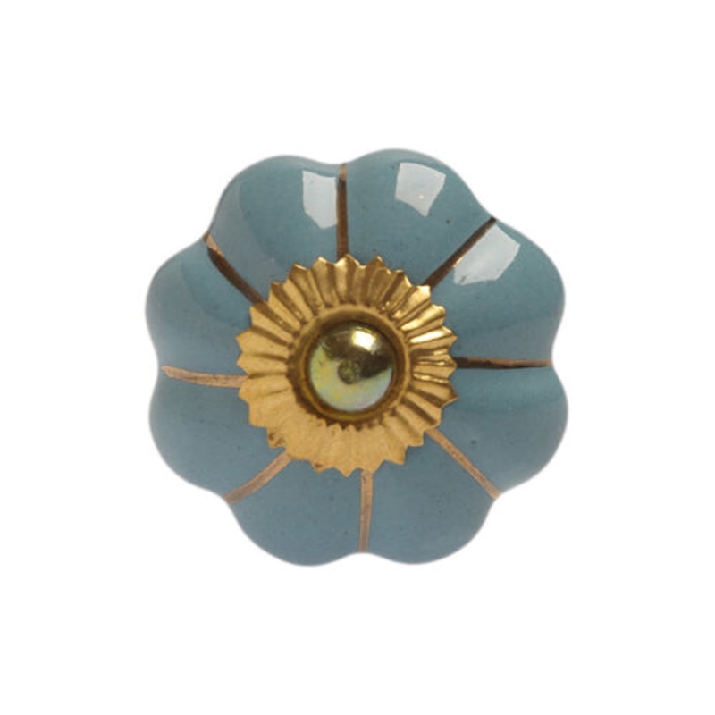 Dusk Blue and Gold Knob