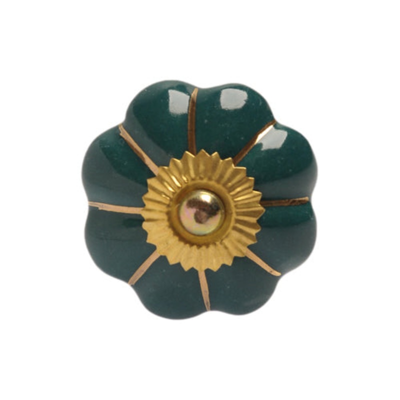 Emerald Green and Gold Knob