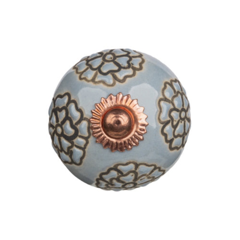 Grey with Floral Painted Knob