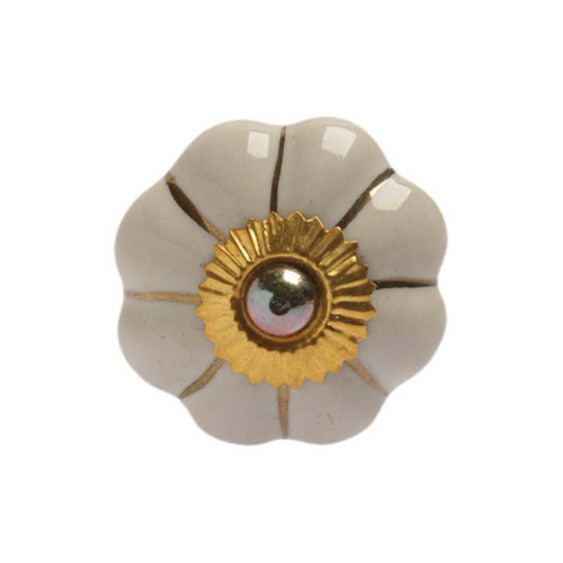 White with Gold Knob
