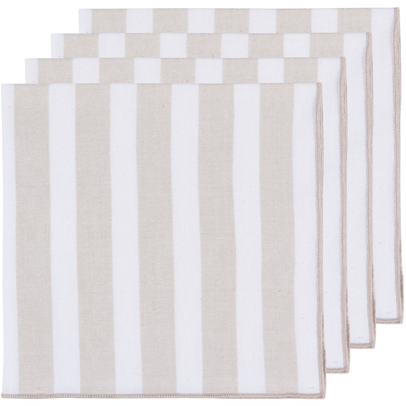 Caban Stripe Napkin Set - Dove Grey