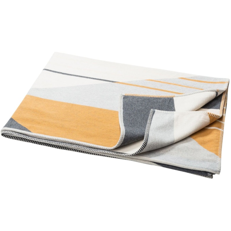 David Fussennegger Organic Cotton Throw - Grey & Yellow