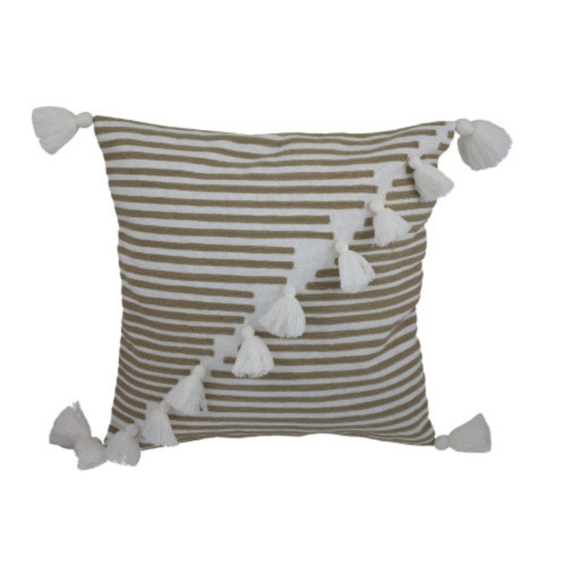 Stripes with Tassels Outdoor Pillow