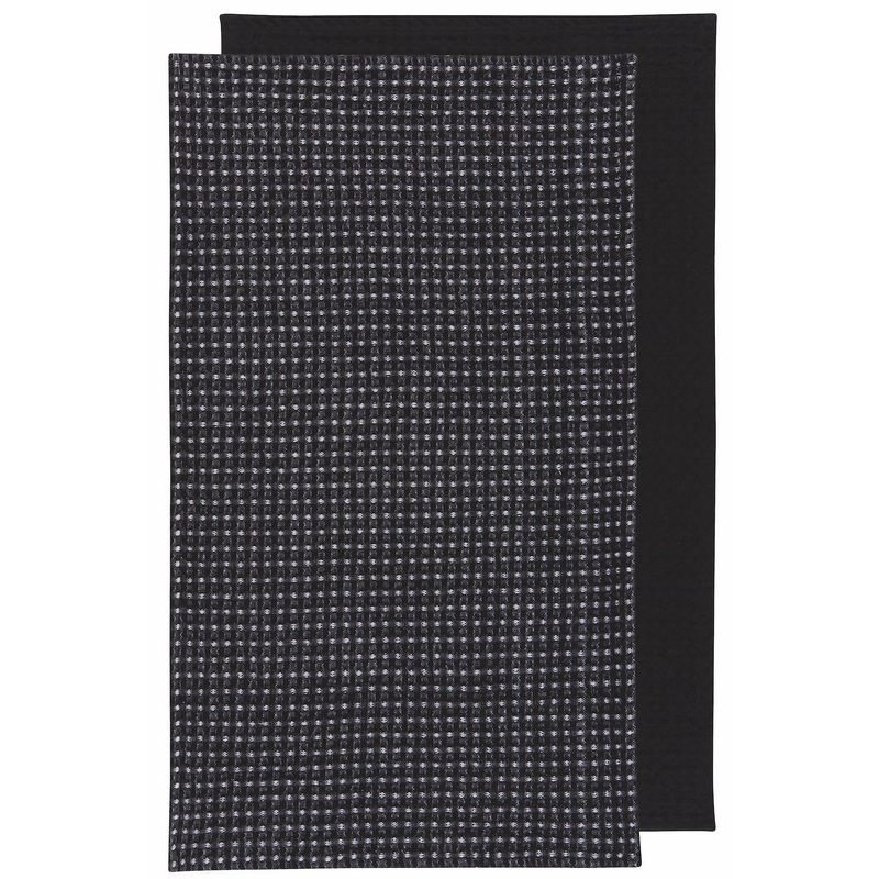 Waffle Tea Towel Set - Black
