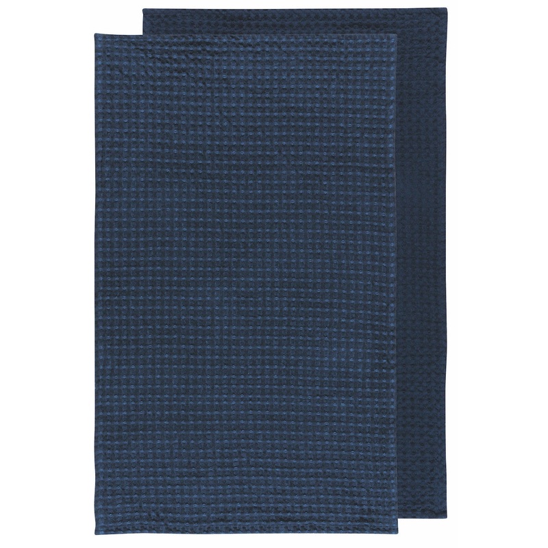 Waffle Tea Towel Set - Navy