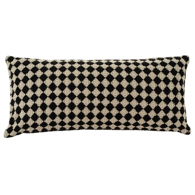 Check Weave Pillow 14"x31" - Black