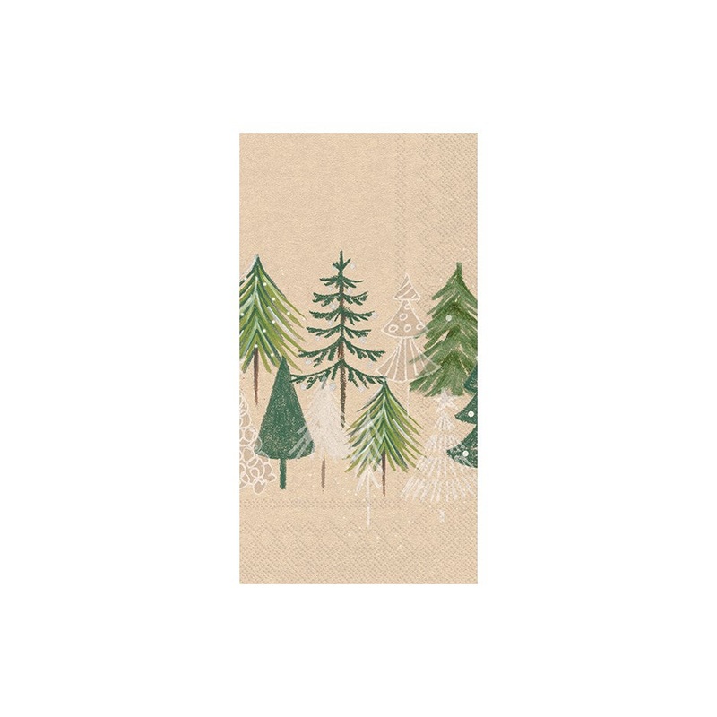 Green Christmas Trees Paper Napkins - Buffet / Guest Towel