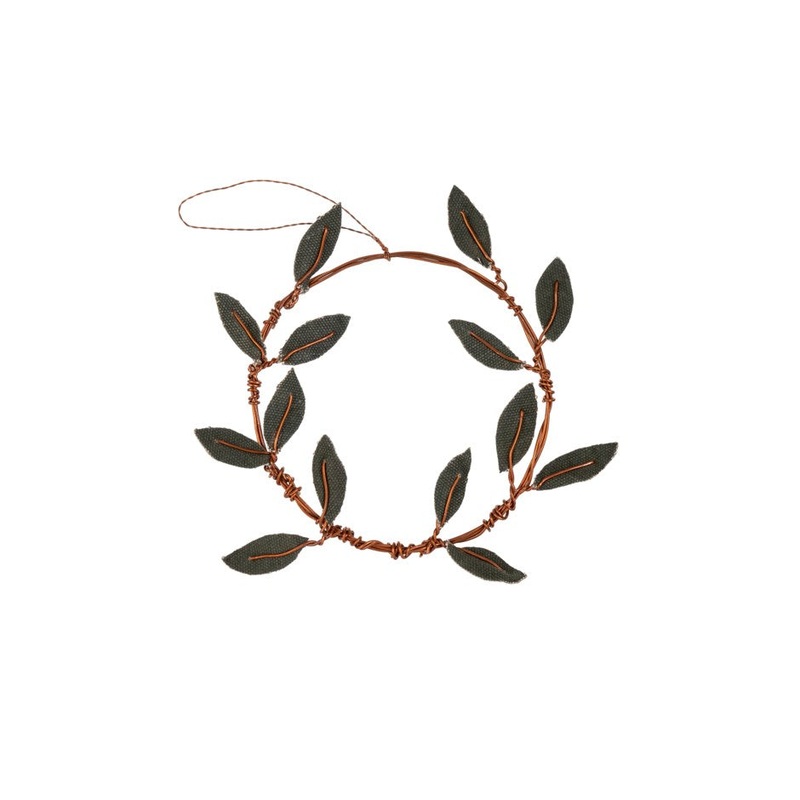 Olive Wreath Canvas Ornament - Green
