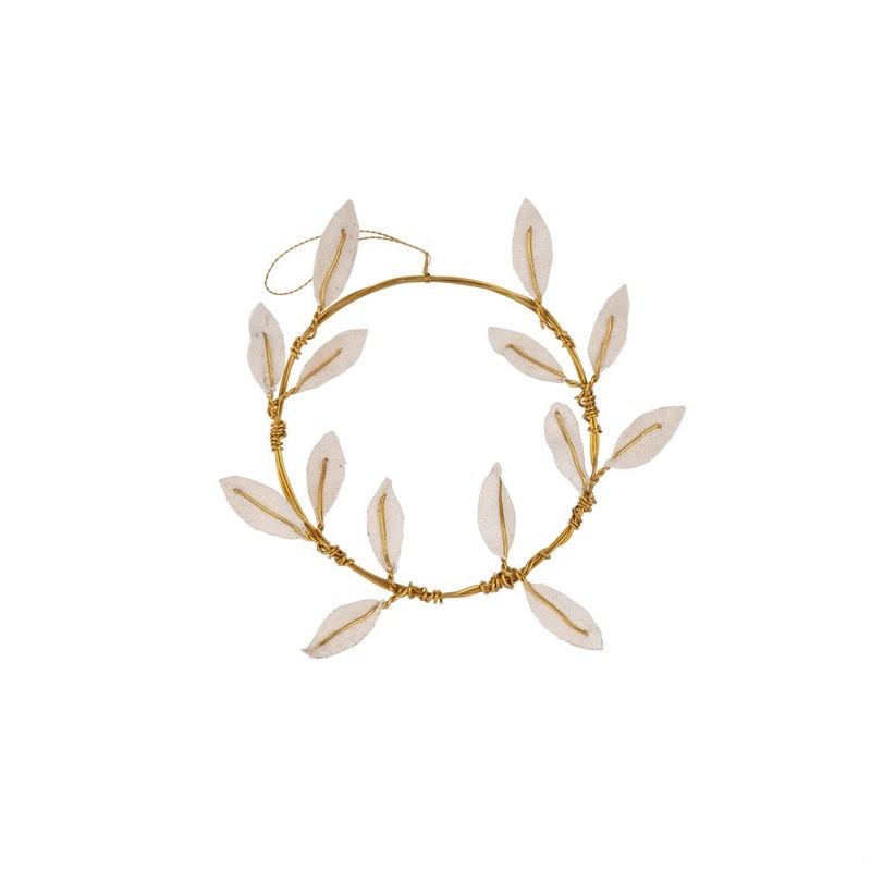 Olive Wreath Canvas Ornament - White