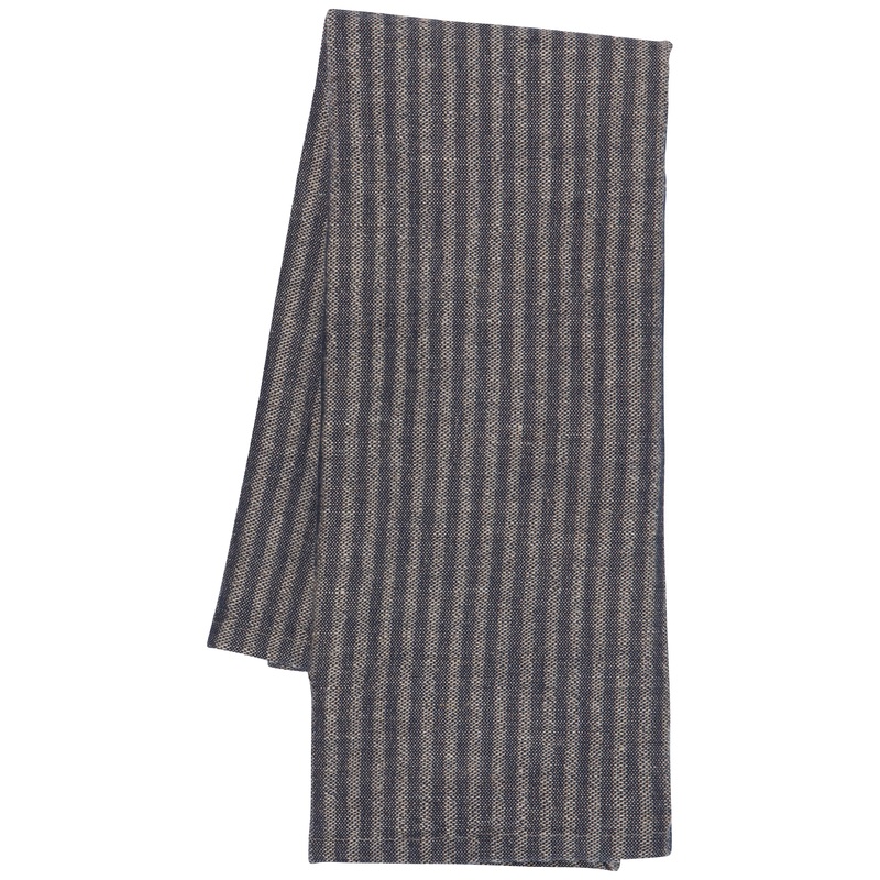 Linen Stripe Tea Towel - Midnight