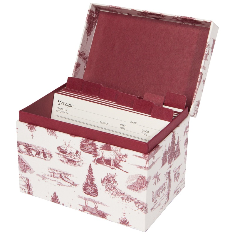 Recipe Card Box - Winter Toile