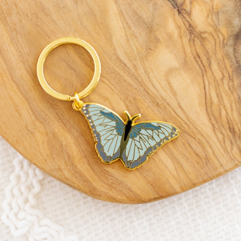 Blue Morpho Metal Keychain