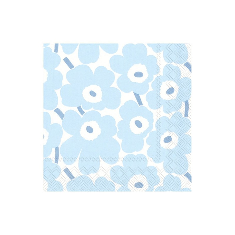 Mini Unikko Light Blue Paper Napkins - Lunch