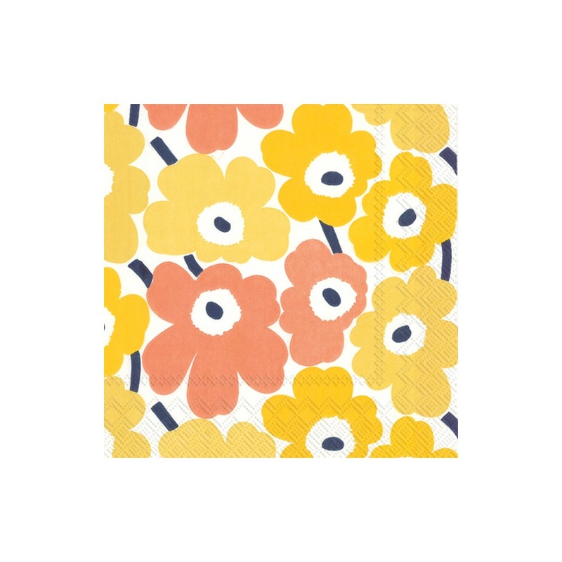 Mini Unikko Yellow Paper Napkins - Lunch
