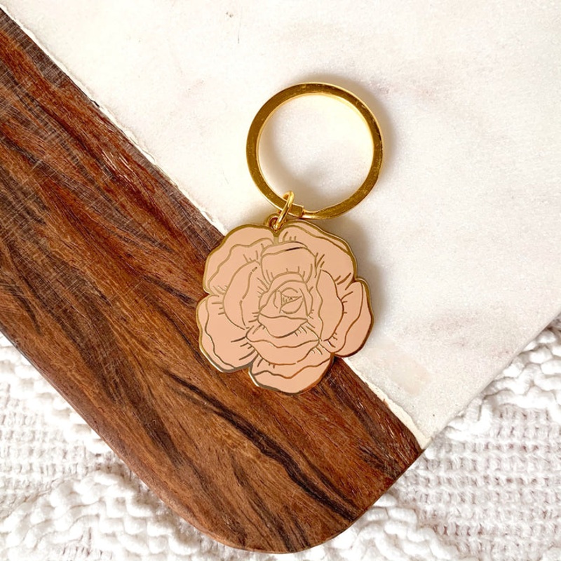 Pink Peony Keychain