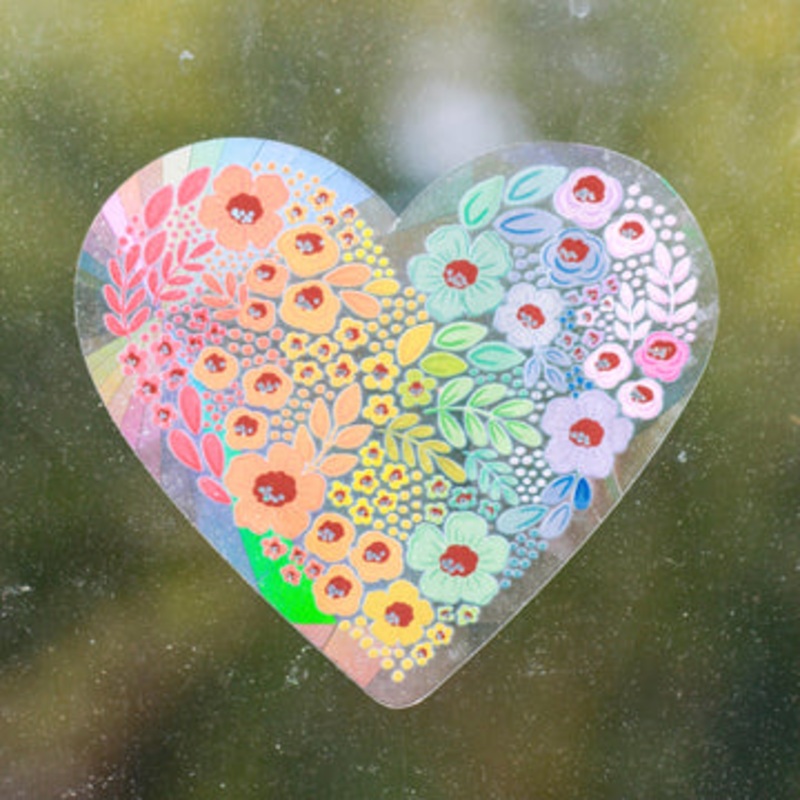 Rainbow Floral Heart Sun Catcher