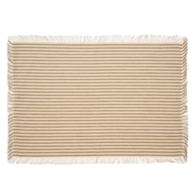 Ticking Fringe Placemats Set/4 - Grey