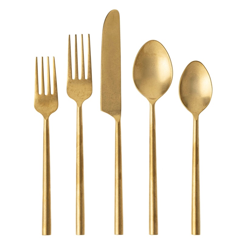 Tides Flatware Place Setting - Tumbled Gold