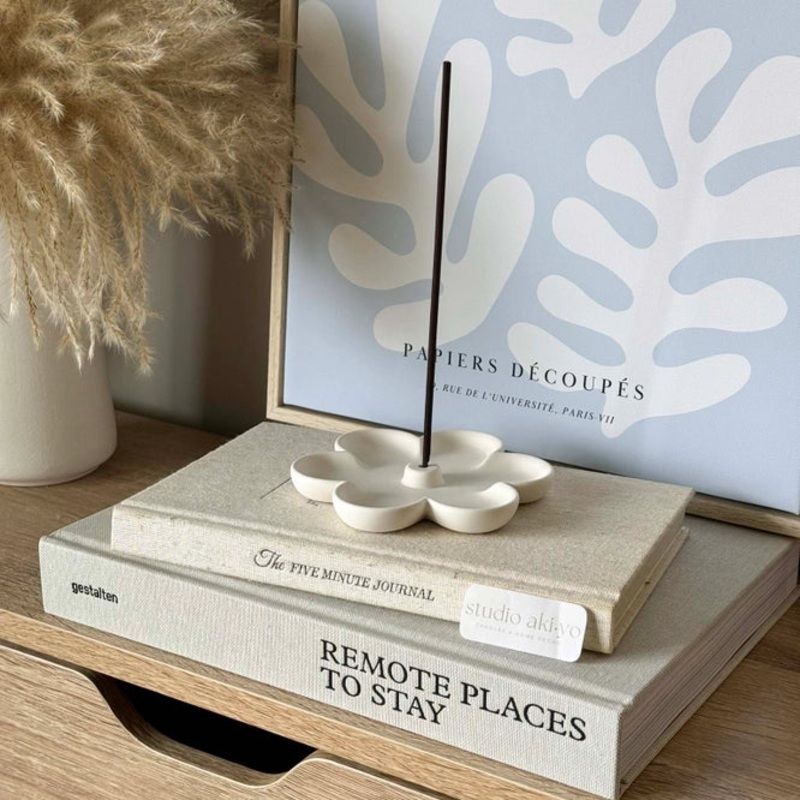 Flower Incense Stick Holder - White