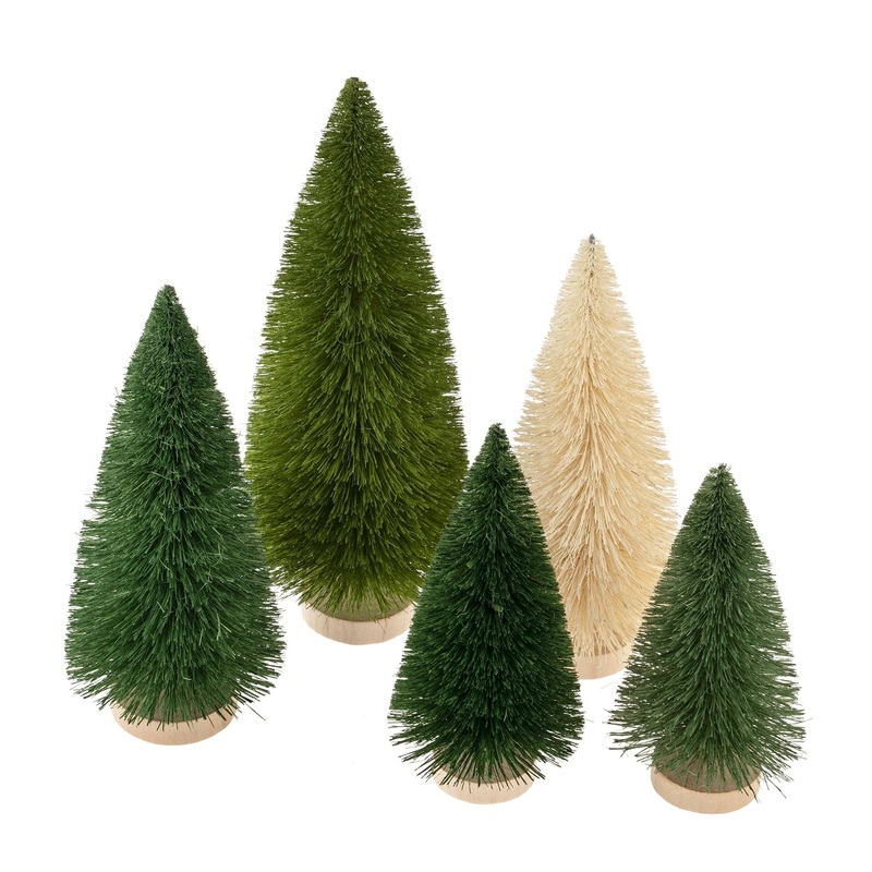Sisal Green Tones Trees Set