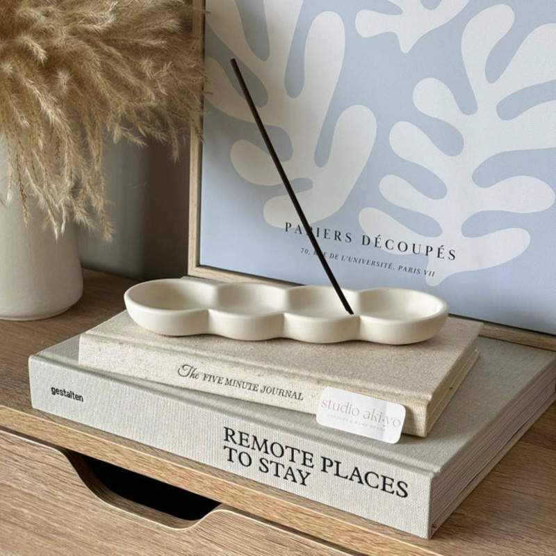 Wavy Incense Stick Holder - Light Beige