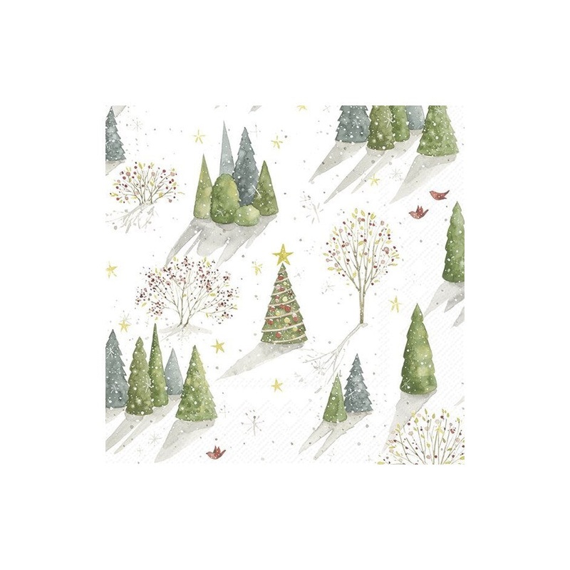 Decorated Tree Paper Napkins - Cocktail