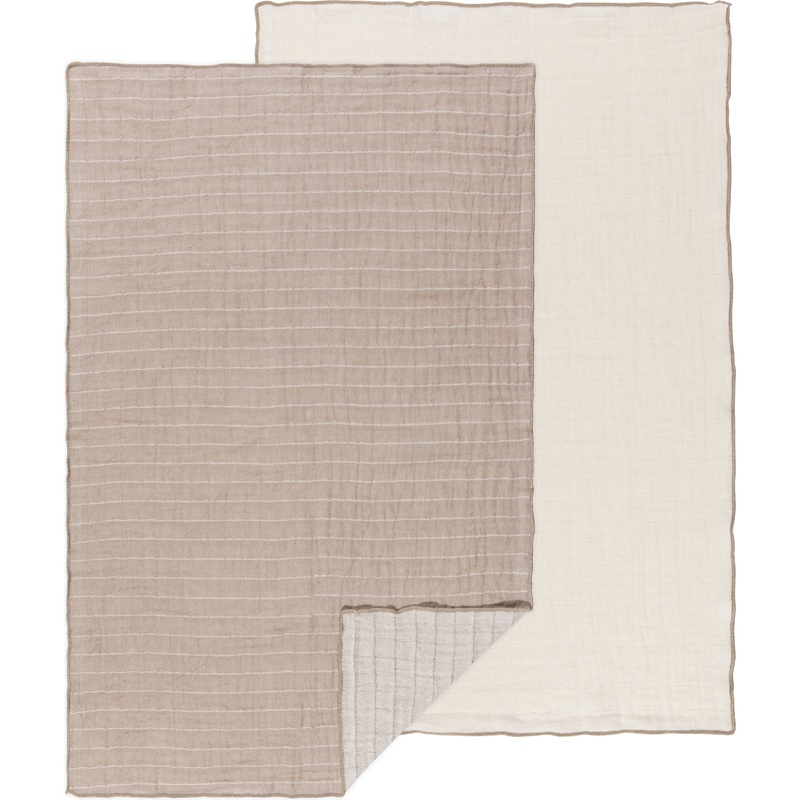 Double Weave Tea Towel Set - Dove Grey