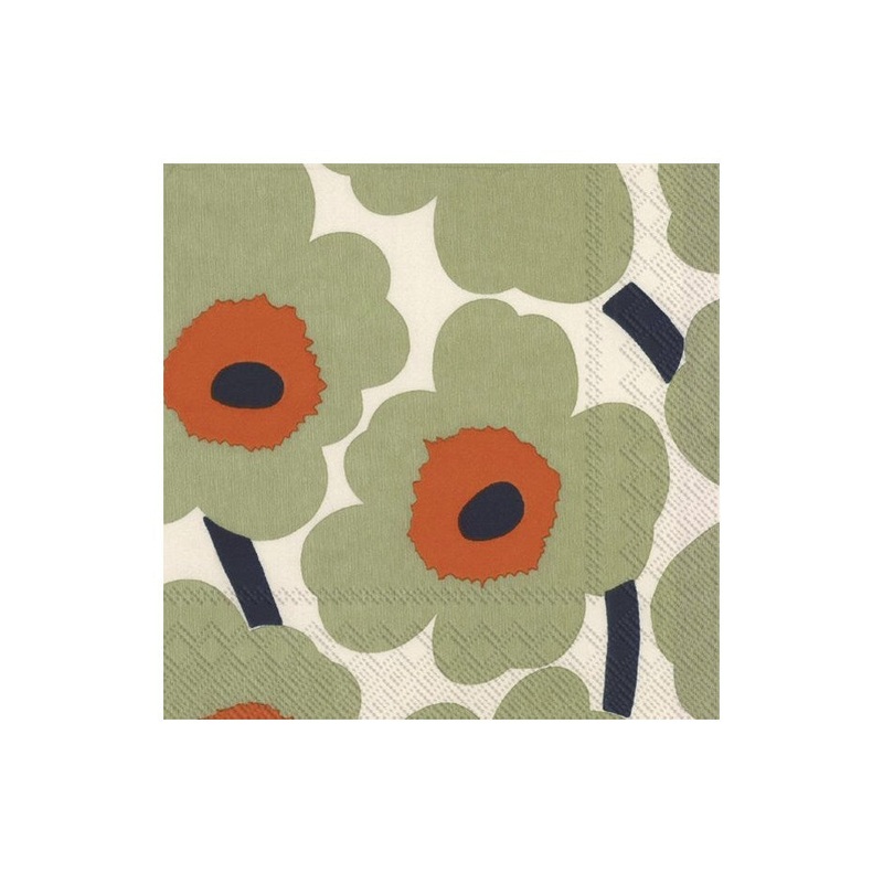 Unikko Cream Orange Paper Napkins - Lunch